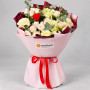 Букет из белых роз и кремовых кустовых роз